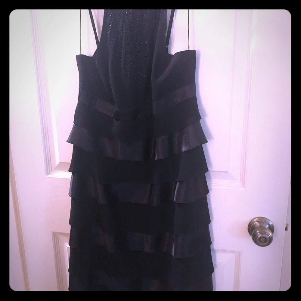 Cocktail dress.  Black with beaded neckline.